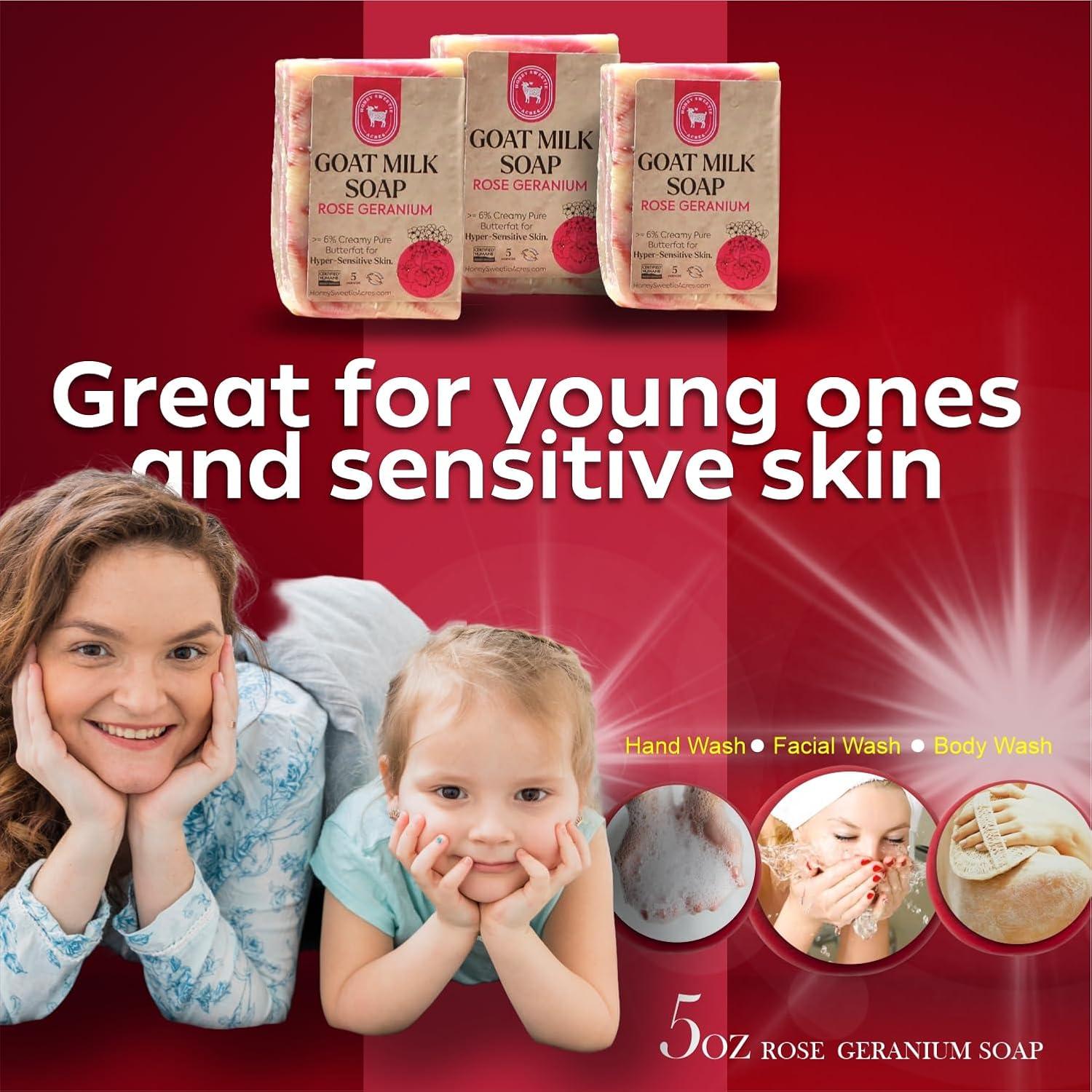 Jabón de Leche de Cabra Geranio Rosa Honey Sweetie Acres 141g