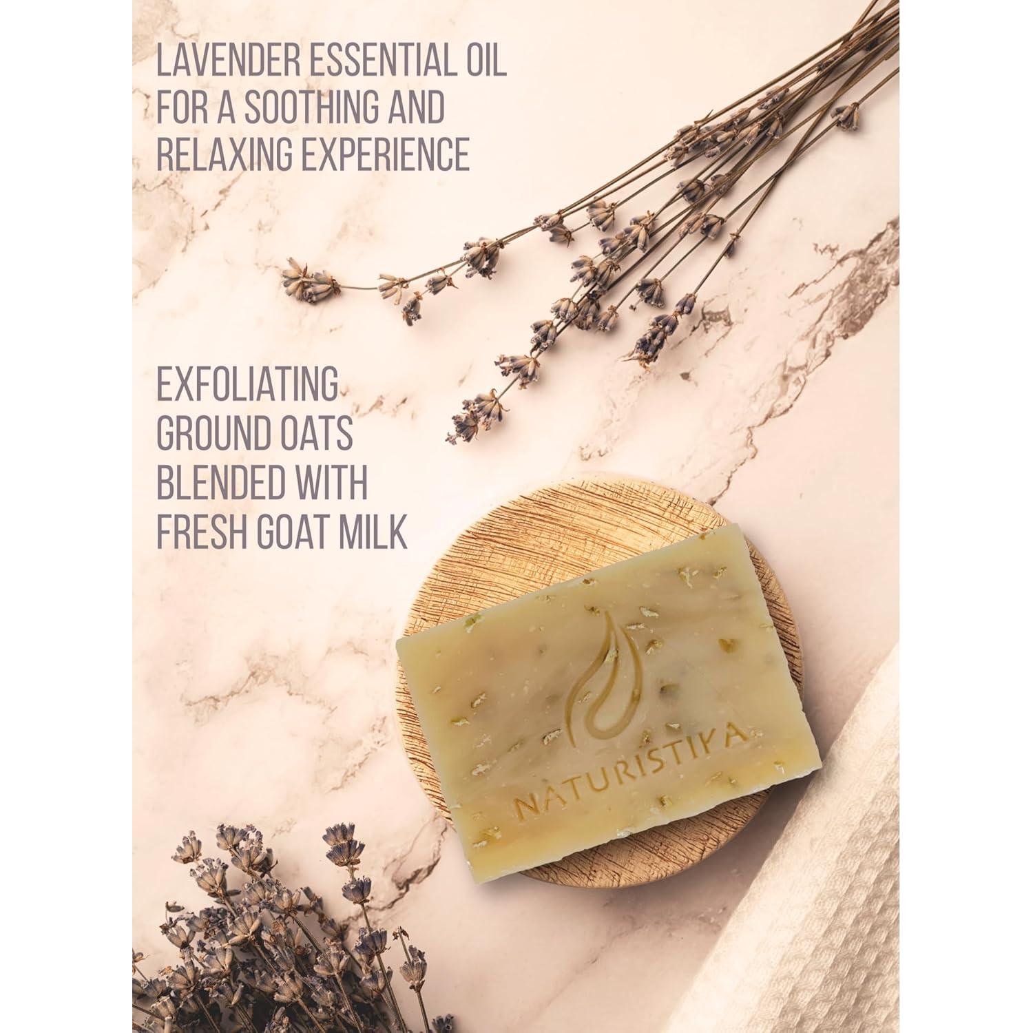 Jabón Natural de Avena y Lavanda Naturistika - 3 Piezas