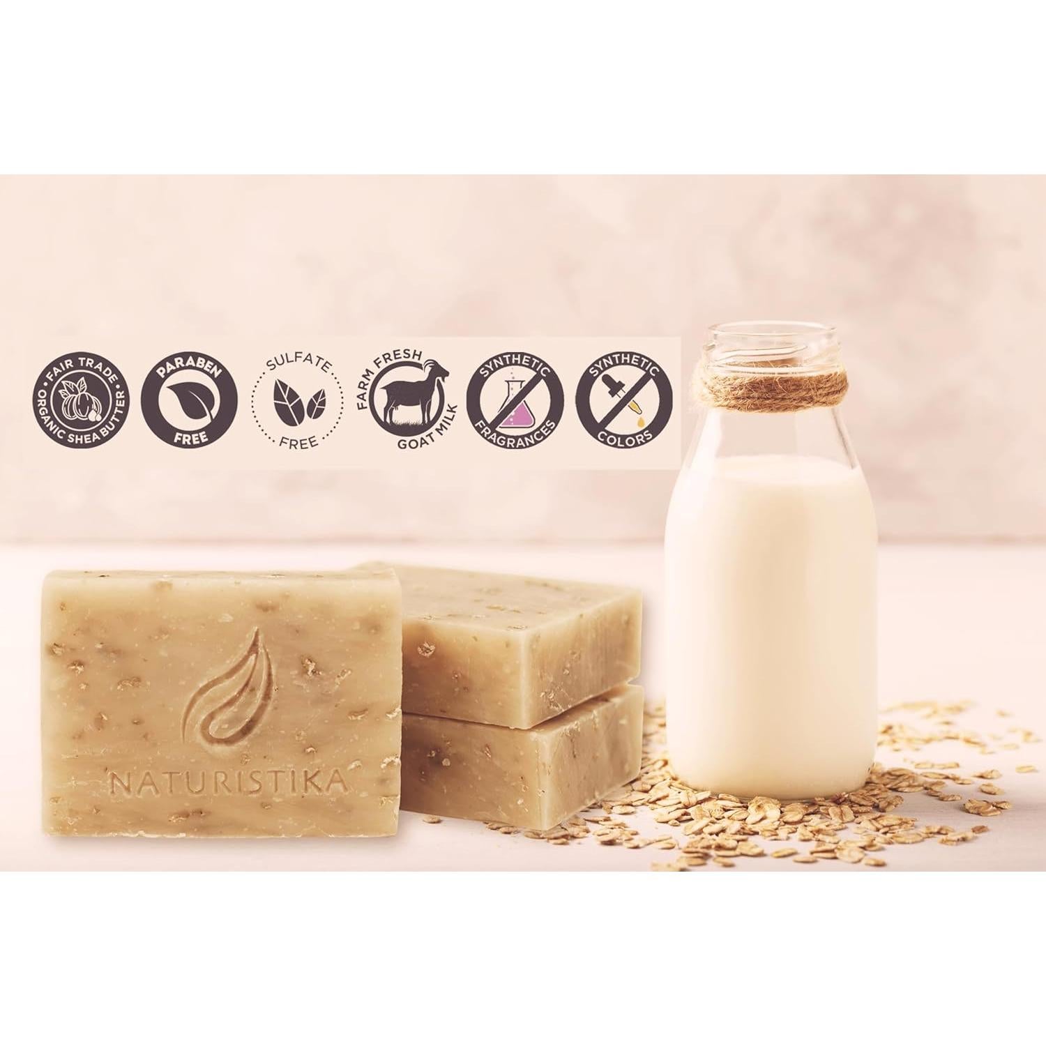 Jabón Natural de Avena y Lavanda Naturistika - 3 Piezas