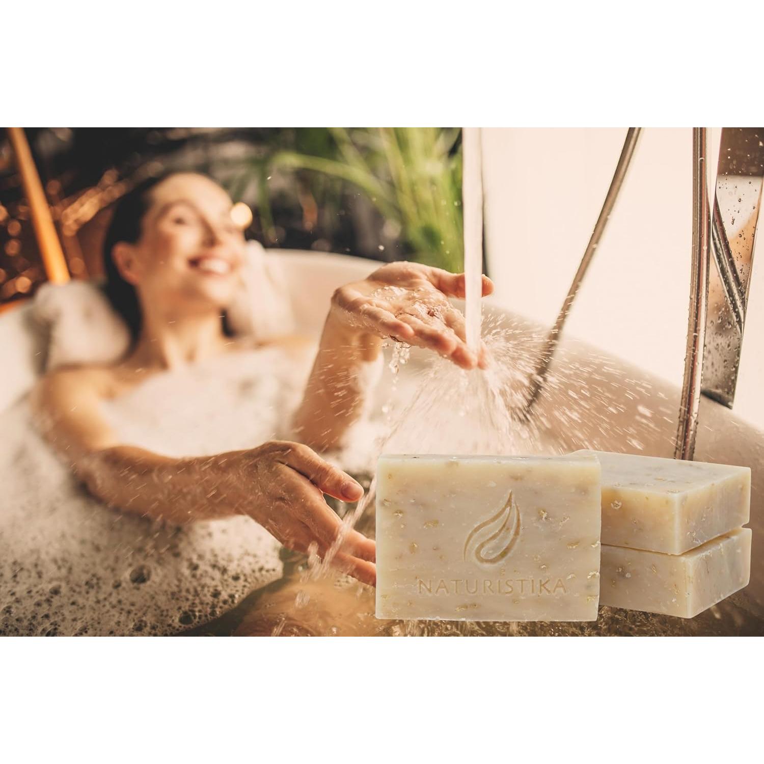 Jabón Natural de Avena y Lavanda Naturistika - 3 Piezas