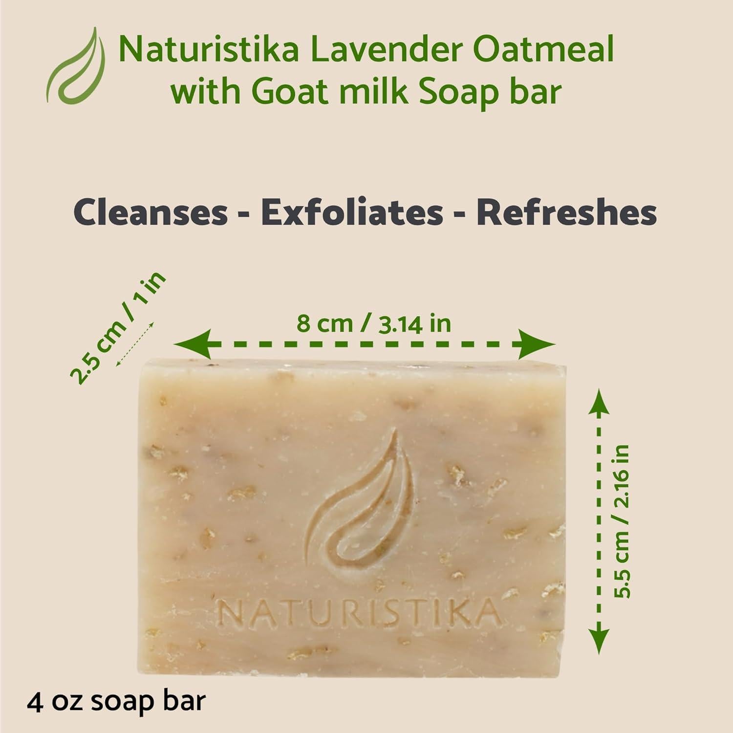 Jabón Natural de Avena y Lavanda Naturistika - 3 Piezas