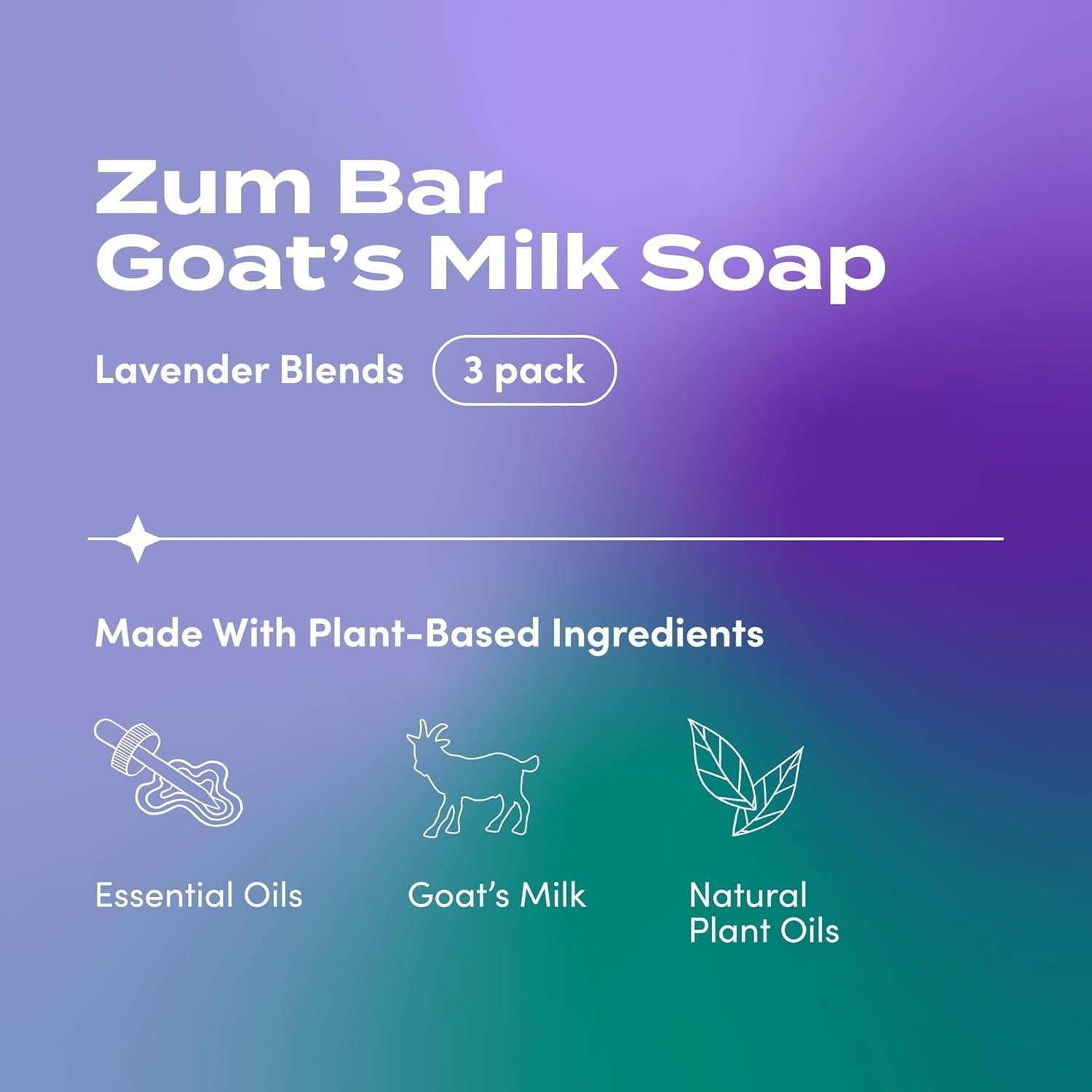 Jabón de Leche de Cabra Indigo Wild Zum - 3 Barras de Lavanda 85g
