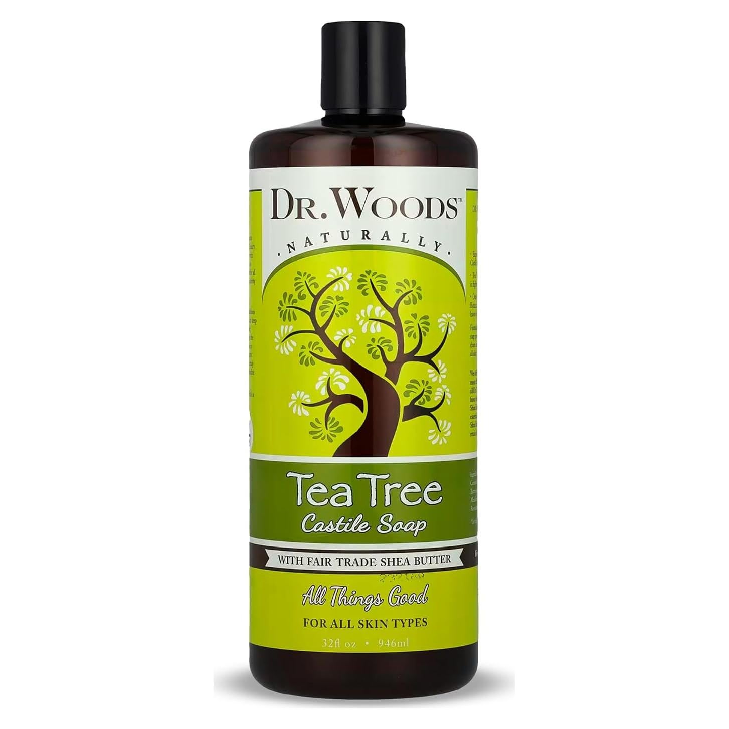 Jabón Líquido de Castile Dr. Woods 946 ml con Aceite de Árbol de Té