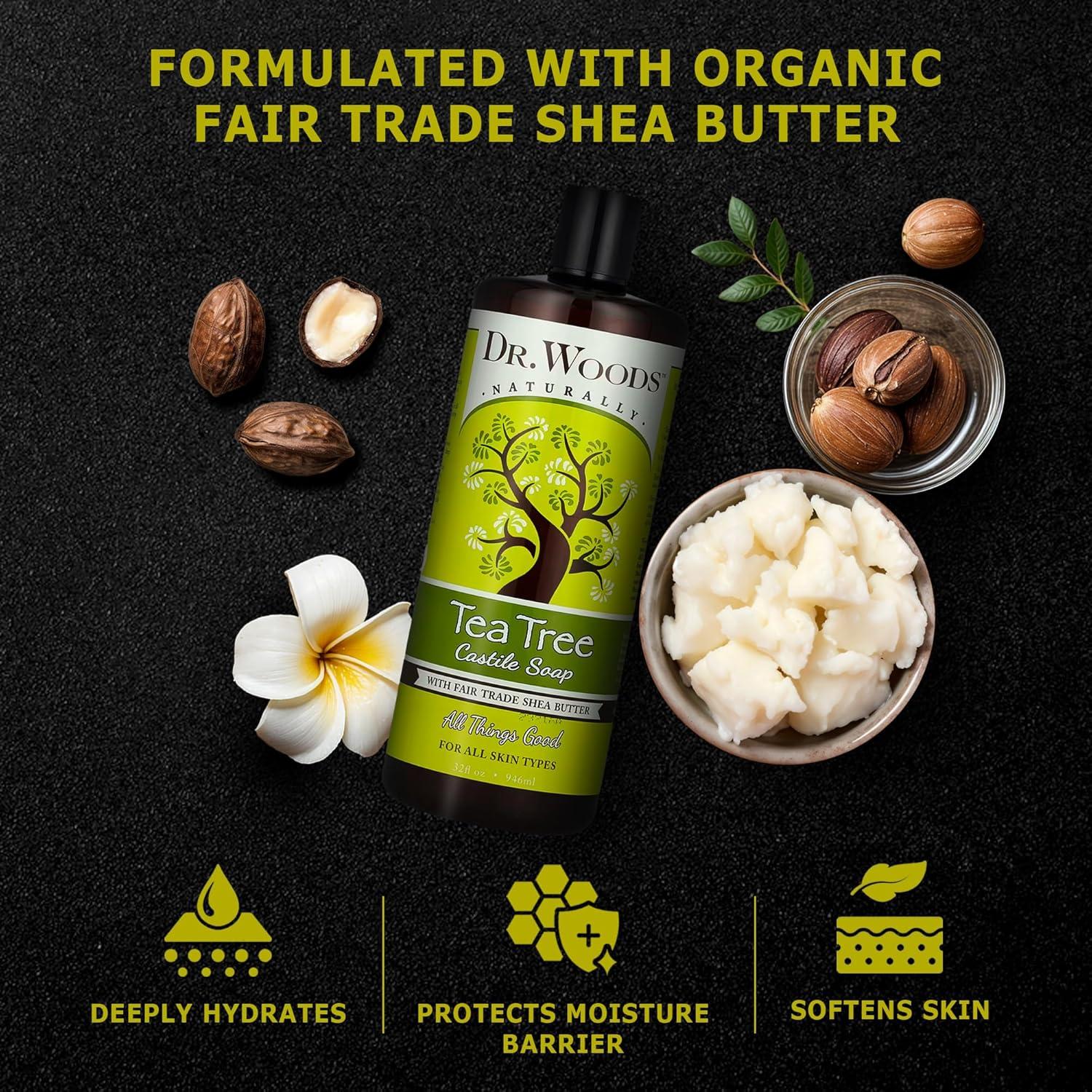 Jabón Líquido de Castile Dr. Woods 946 ml con Aceite de Árbol de Té