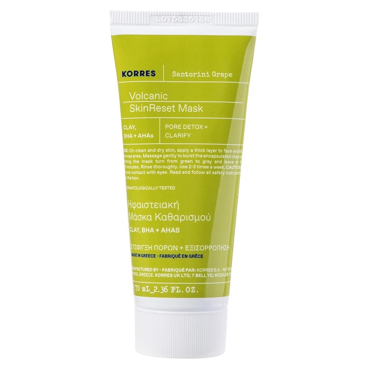 Máscara Refinadora KORRES de Uva Santorini 70 ml con Carbón