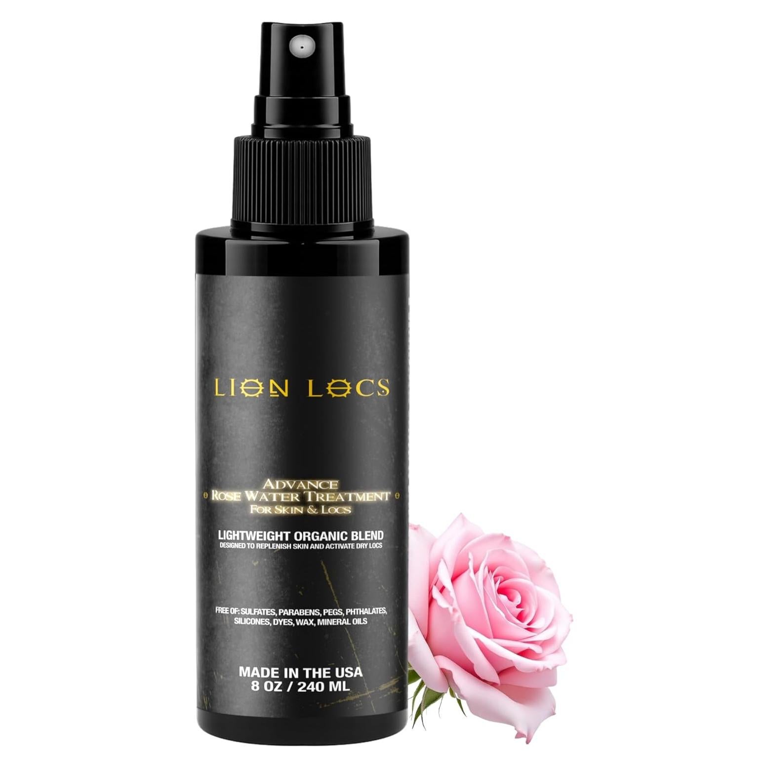 Rociador Hidratante de Agua de Rosa Lion Locs 236.6 ml