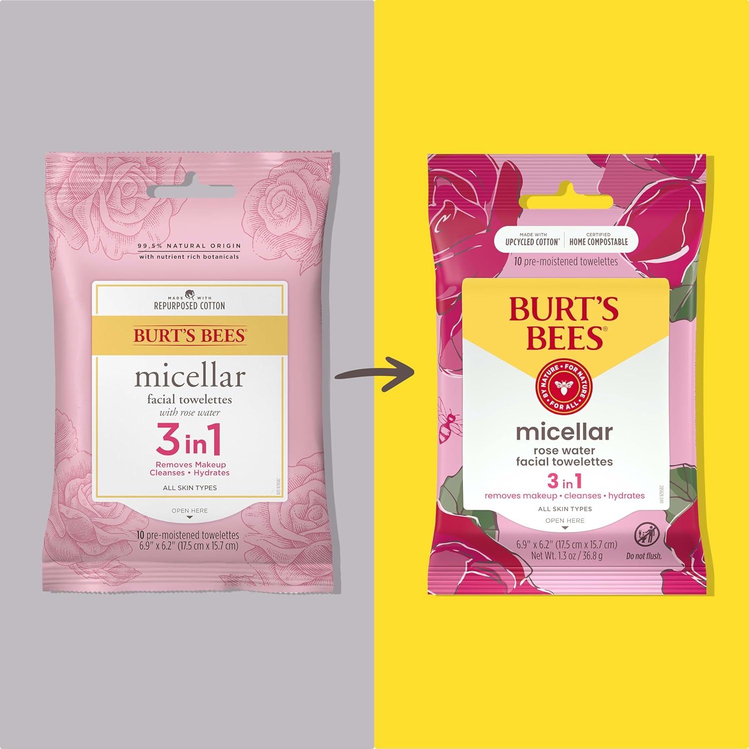 Toallitas Faciales Micelares Burt's Bees 10 Unidades Agua de Rosa