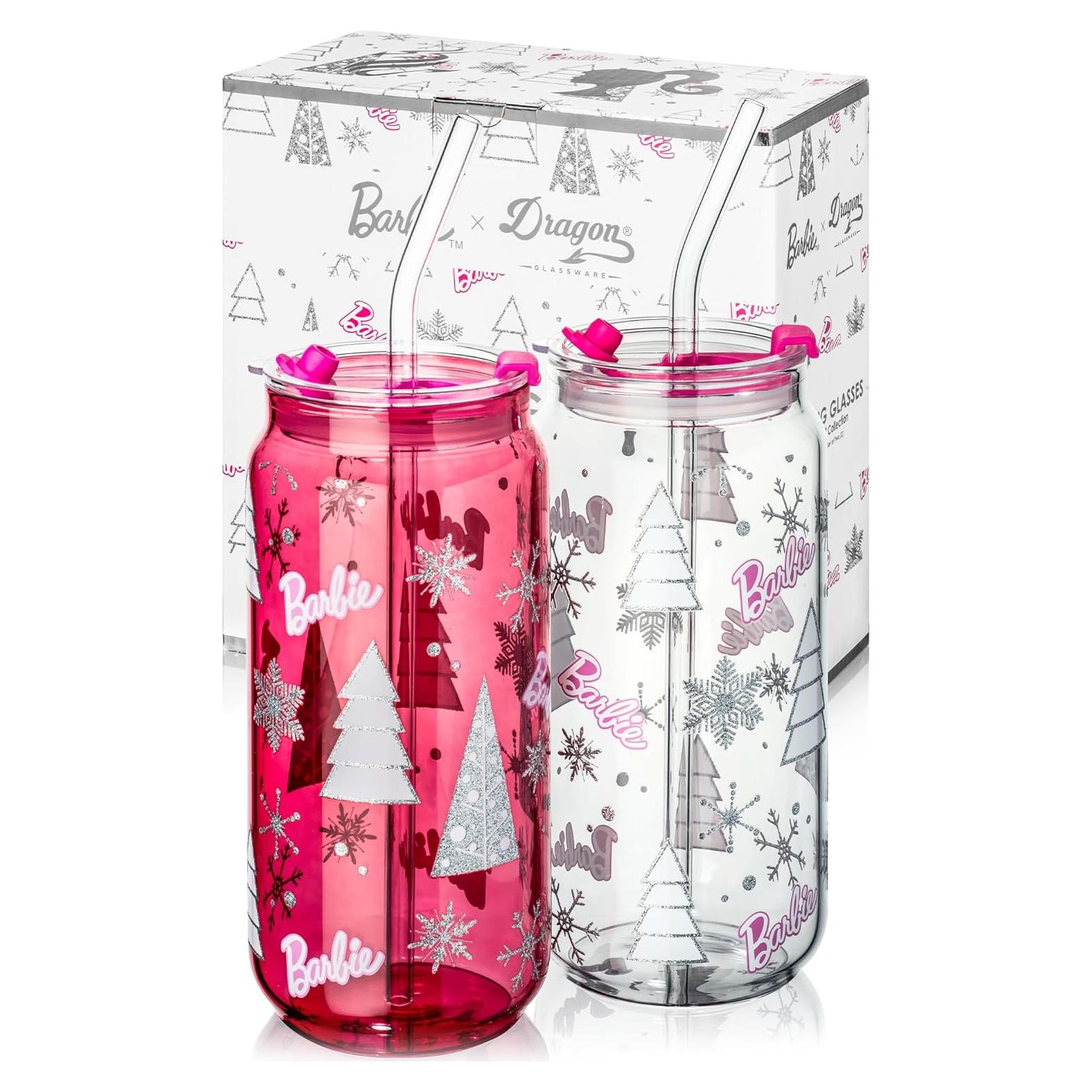 Vasos de Cristal Dragon Glassware x Barbie - Set 2 Pzs