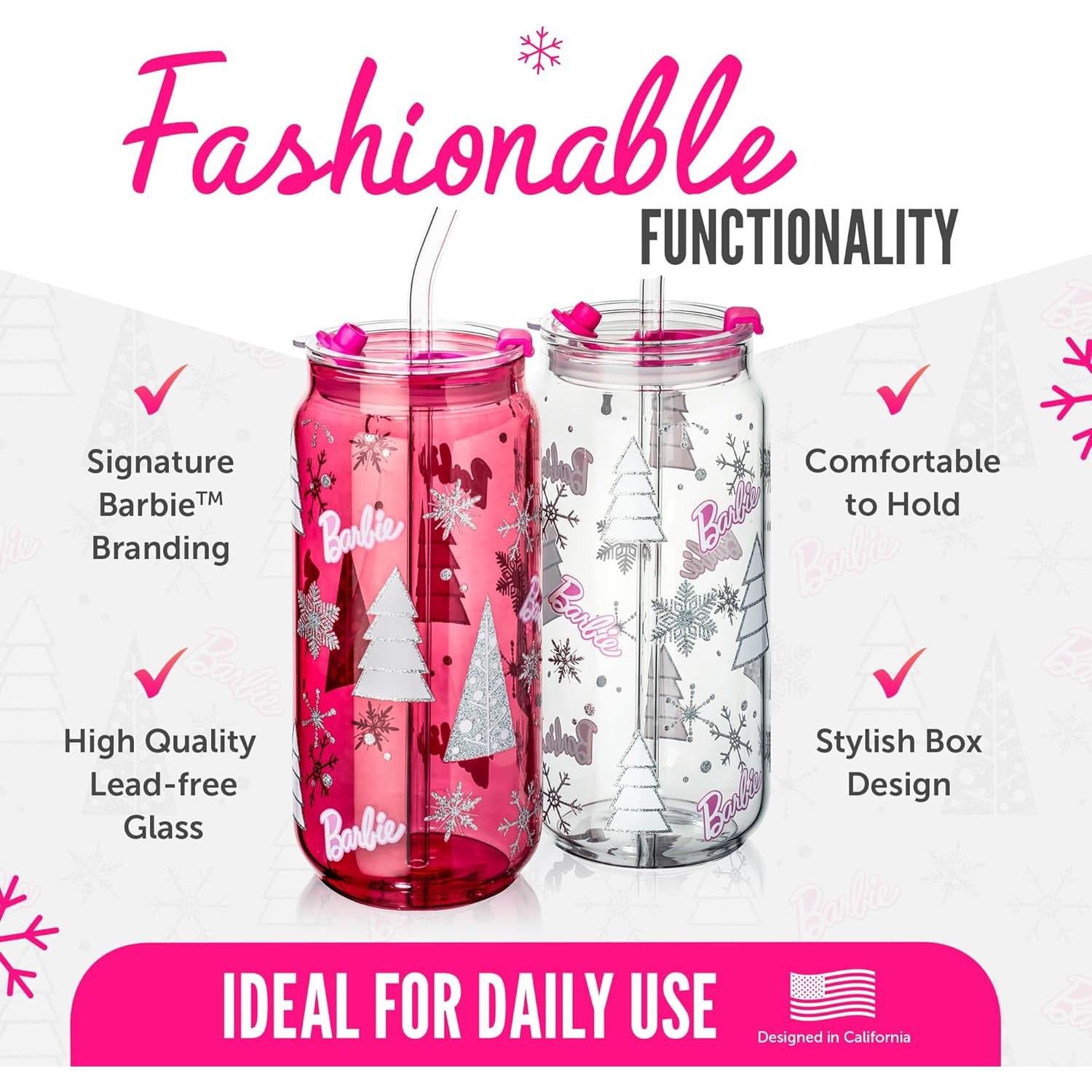 Vasos de Cristal Dragon Glassware x Barbie - Set 2 Pzs