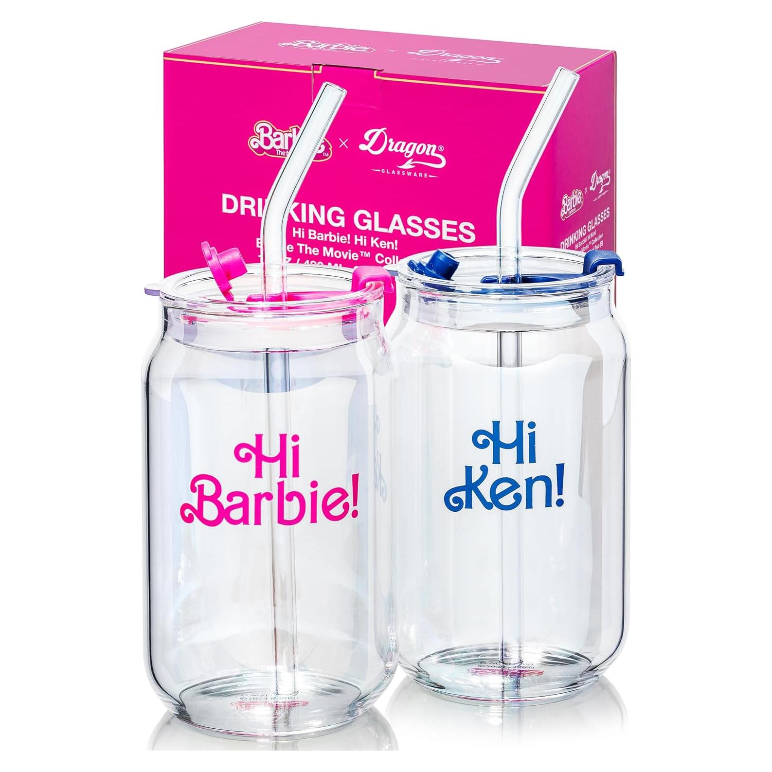 Vasos de Vidrio Dragon Glassware Barbie 16 oz Set de 2