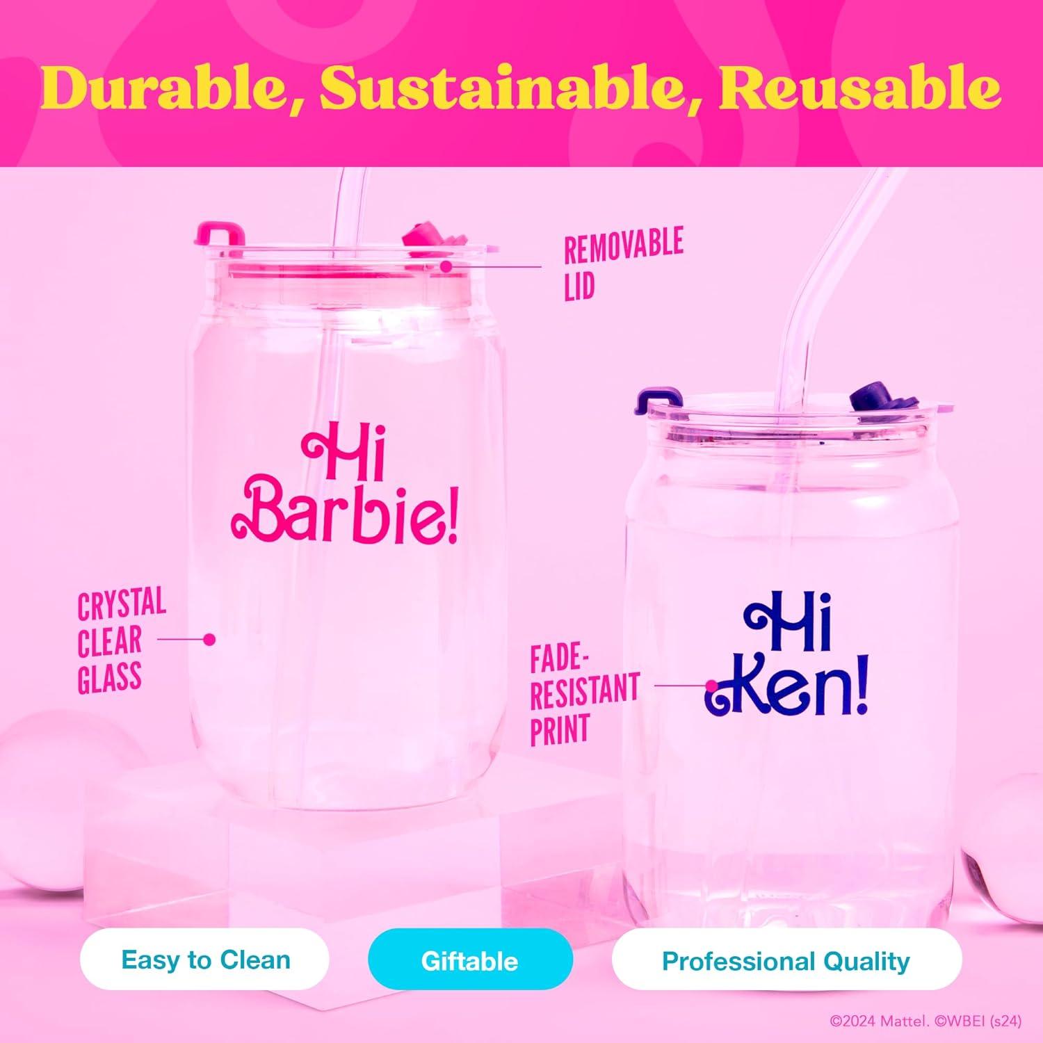 Vasos de Vidrio Dragon Glassware Barbie 16 oz Set de 2