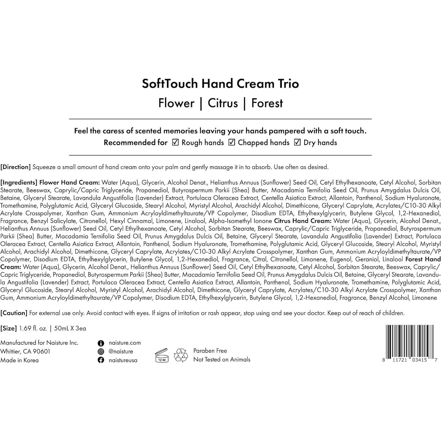 Trío de Crema de Manos SoftTouch - Hidratante 50ml cada uno