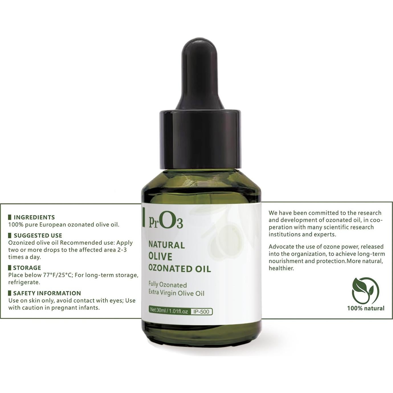 Aceite de Oliva Ozonizado PrO3 - 29.57 ml - Orgánico Natural