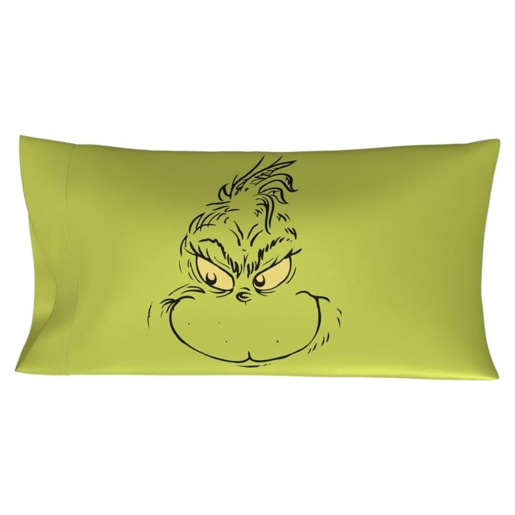 Funda de Almohada King Grinch Franco 100% Satén Verde