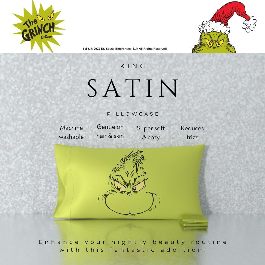 Funda de Almohada King Grinch Franco 100% Satén Verde