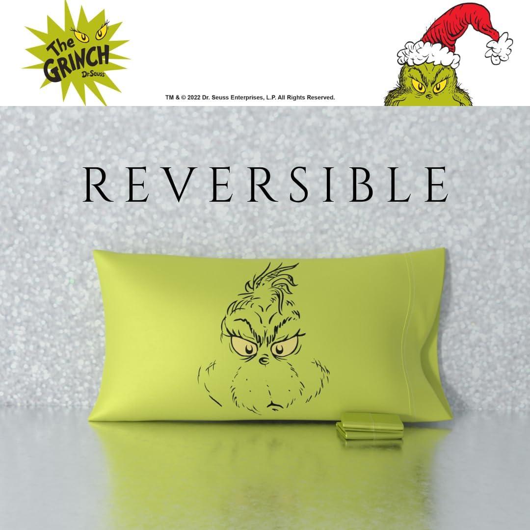 Funda de Almohada King Grinch Franco 100% Satén Verde