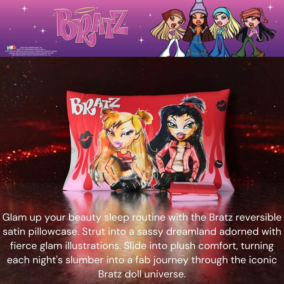 Funda de Almohada Reversible Bratz 20x30 Satén