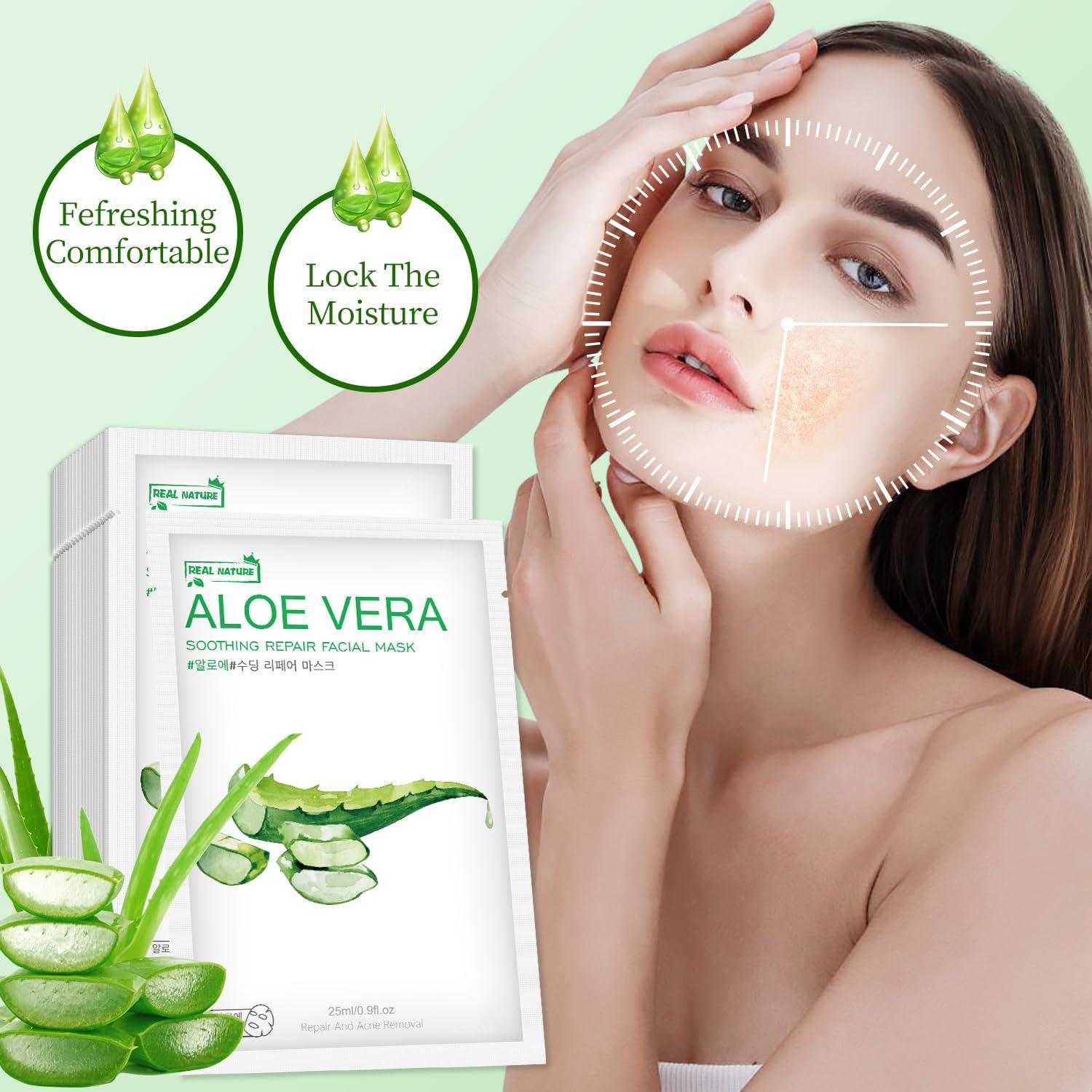 Mascarilla Facial de Aloe Vera 10-Pack - Hidratante y Calmante