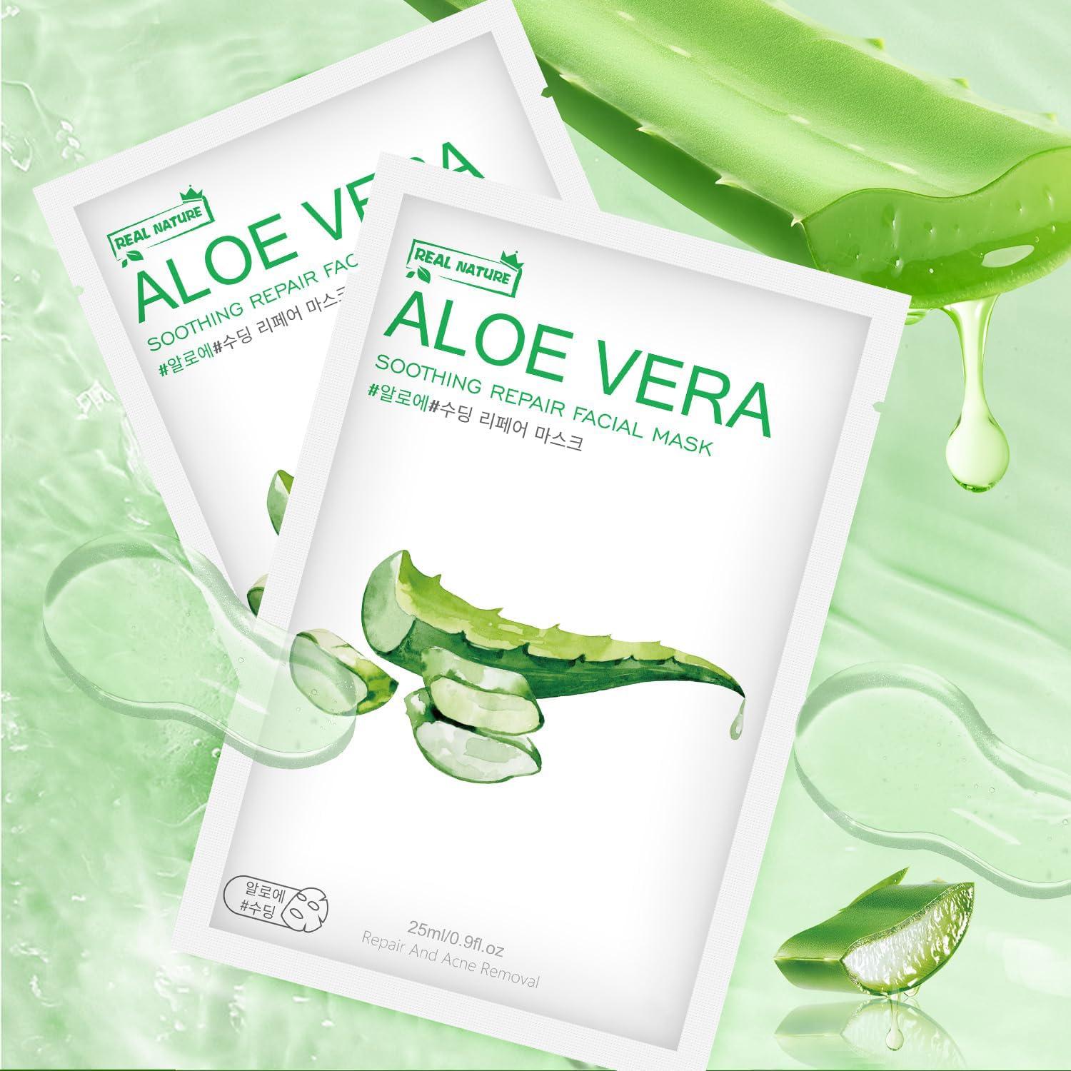 Mascarilla Facial de Aloe Vera 10-Pack - Hidratante y Calmante