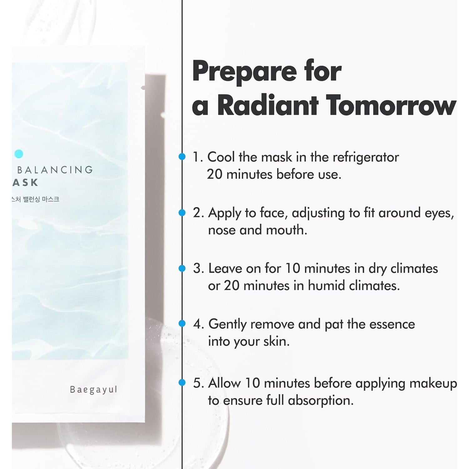 Mascarilla Facial Hidratante Baegayul 10EA - Gel de Agua con Ácido Hialurónico