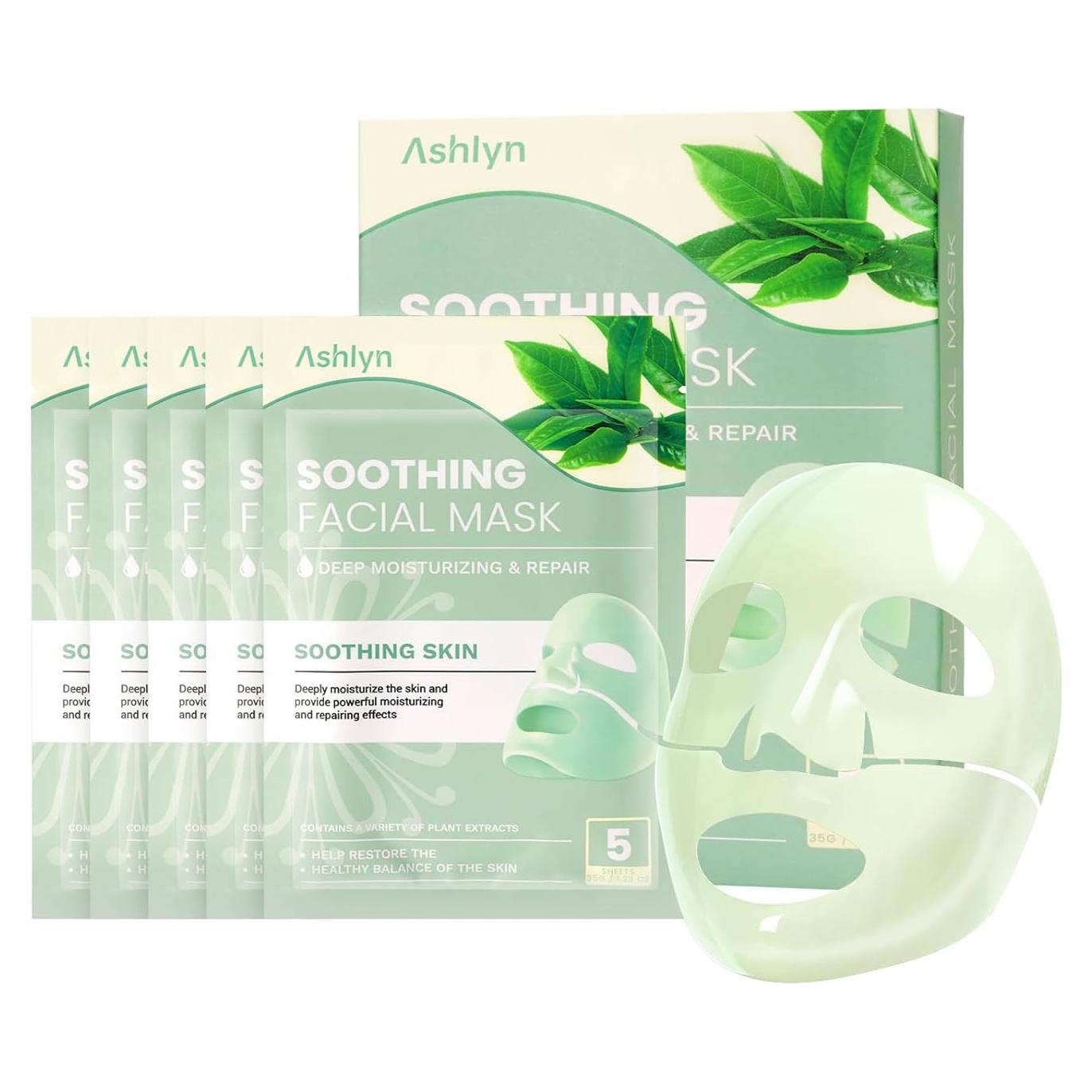 Mascarilla Facial Calmante Ashlyn - Colágeno y Té Verde 35g