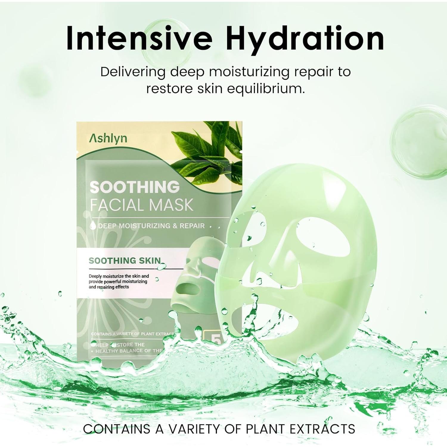 Mascarilla Facial Calmante Ashlyn - Colágeno y Té Verde 35g