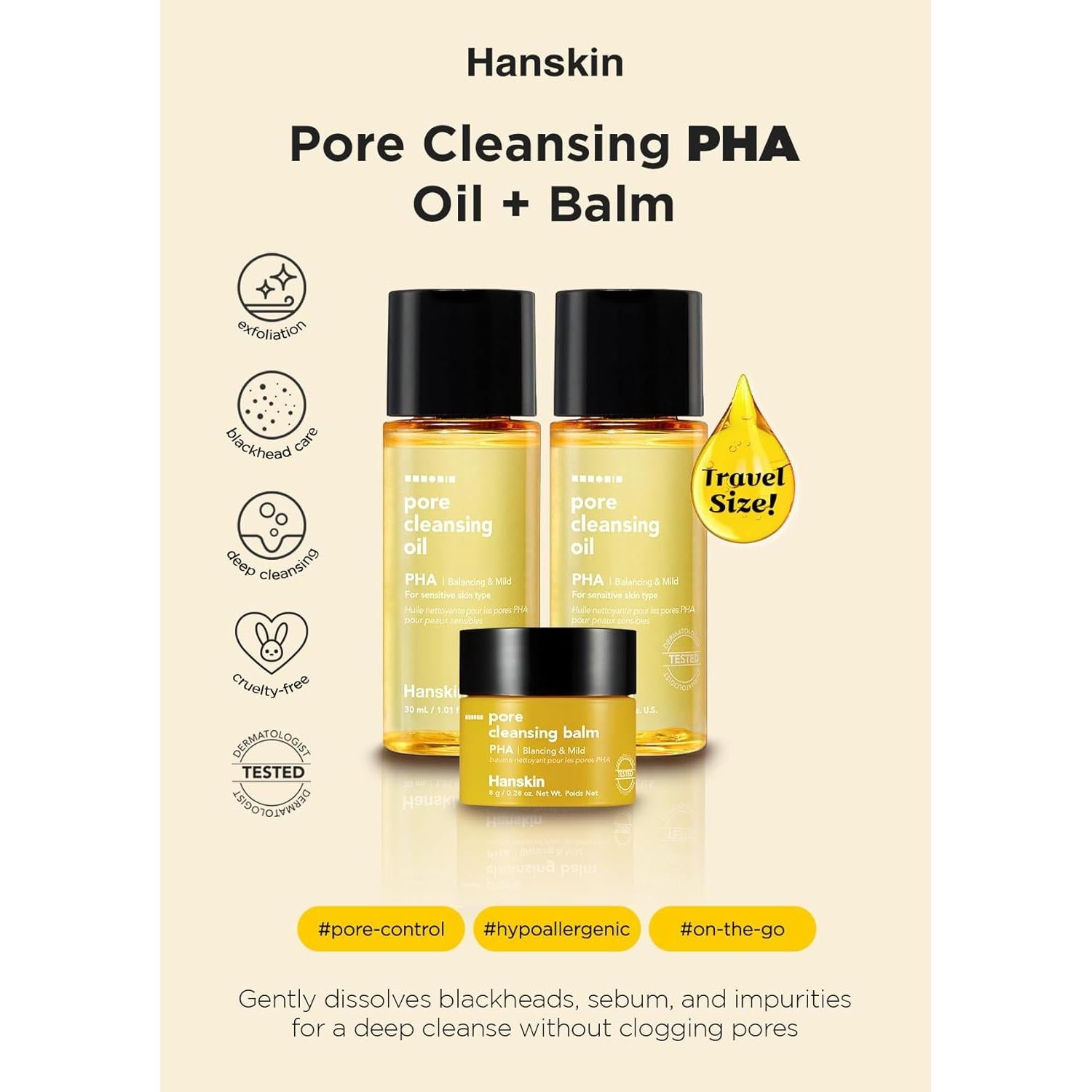Set Mini Desmaquillante Hanskin PHA y AHA 30ml + 8g