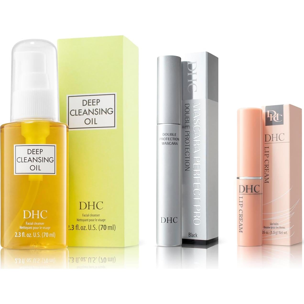 Set de Cuidado Facial DHC: Aceite Limpiador 200ml, Crema Labial 1.4g, Máscara 4.8g