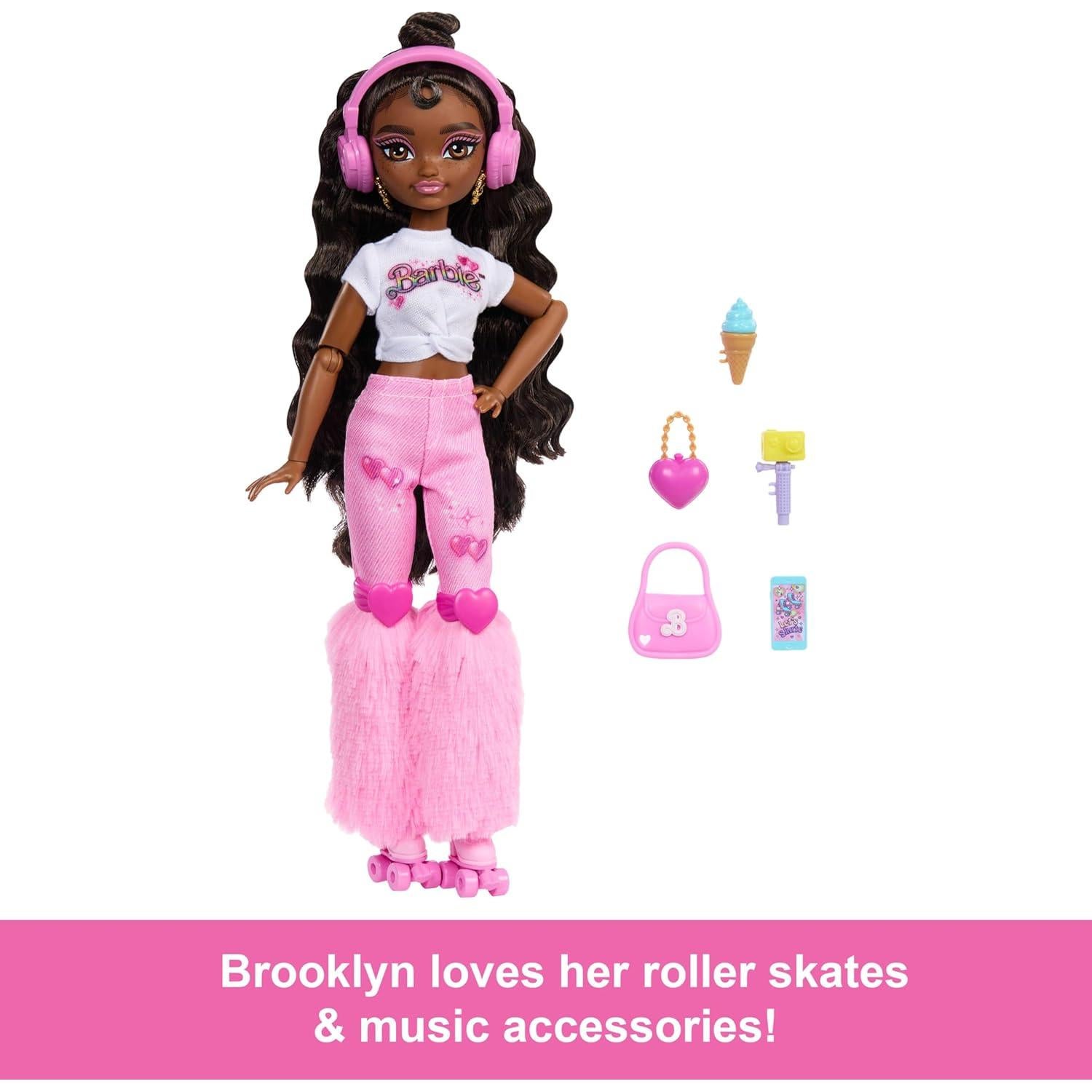Muñeca Barbie Dream Besties Brooklyn Patinaje 9 Accesorios