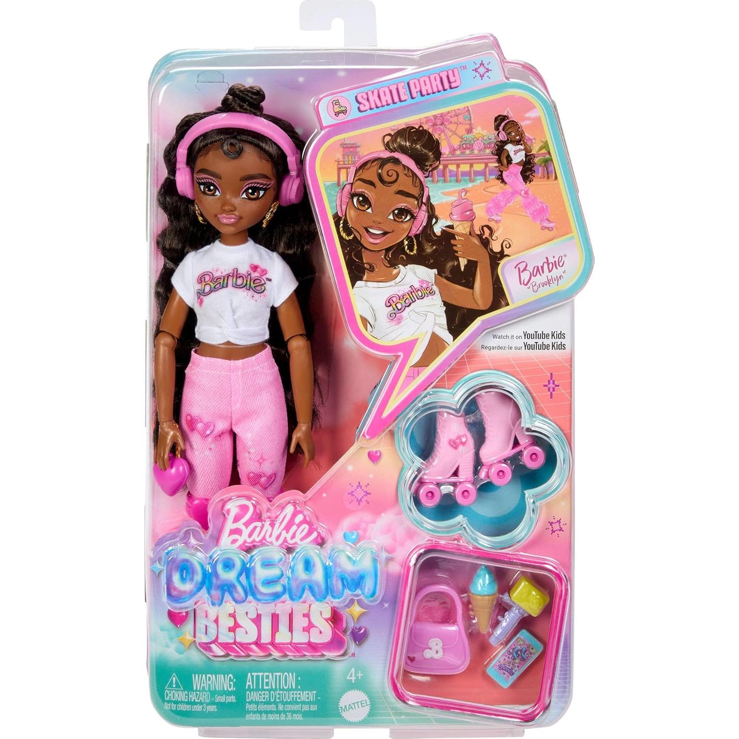 Muñeca Barbie Dream Besties Brooklyn Patinaje 9 Accesorios