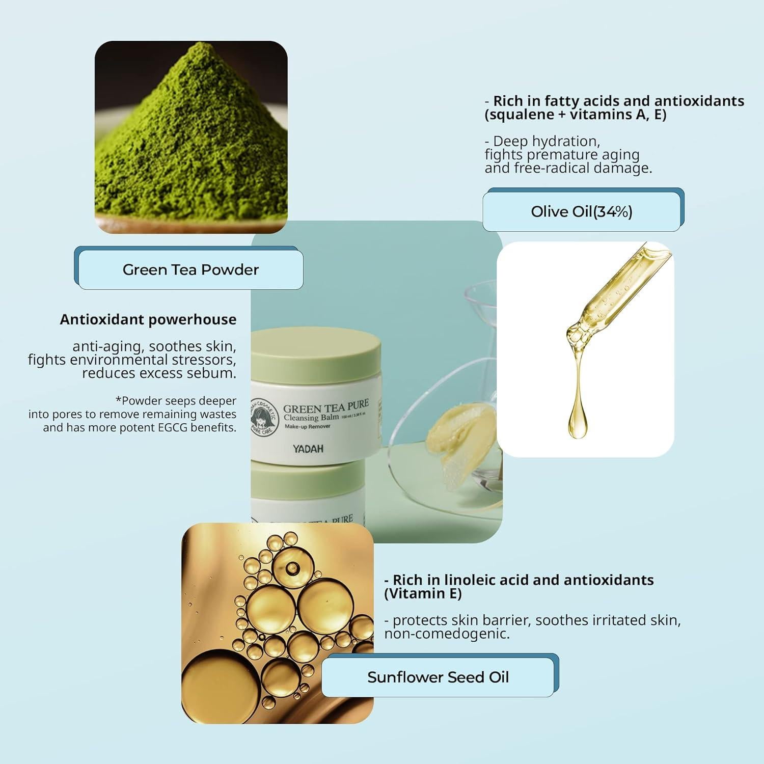 Bálsamo Limpiador de Té Verde YADAH 100g - Suave y Eficaz