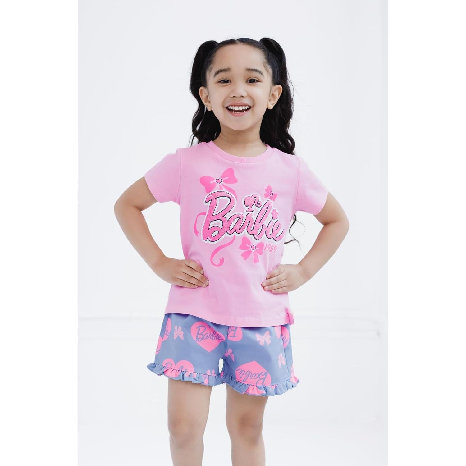 Conjunto camiseta peplum y pantalones cortos Barbie 2T-16