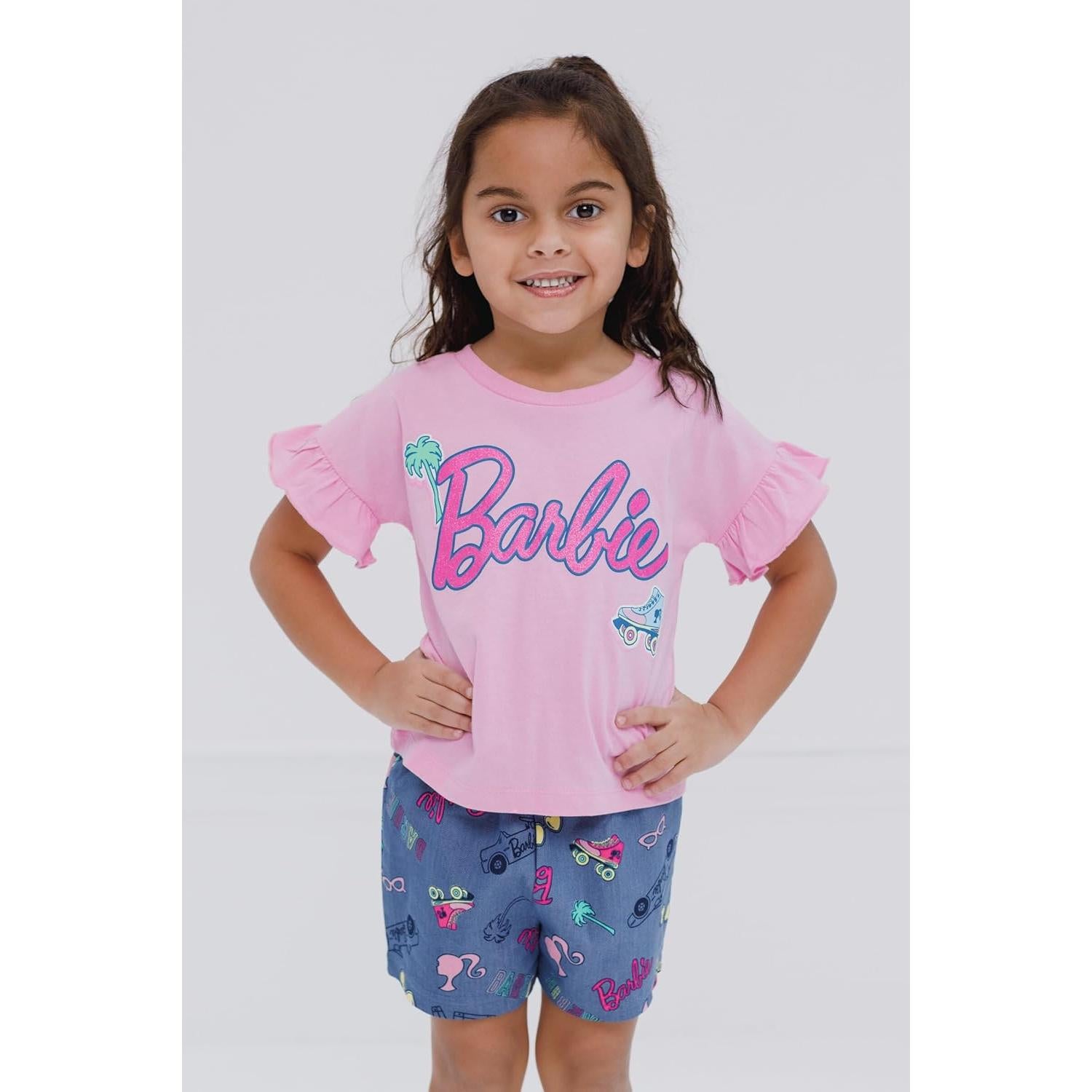Conjunto camiseta peplum y shorts Barbie 2T-14-16