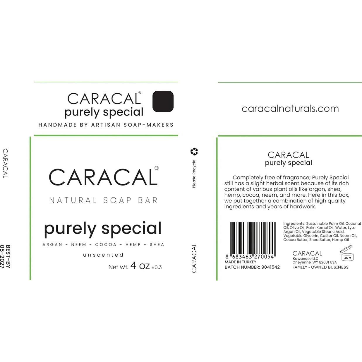 Jabón Natural Puromente Especial Caracal 113g Sin Fragancia
