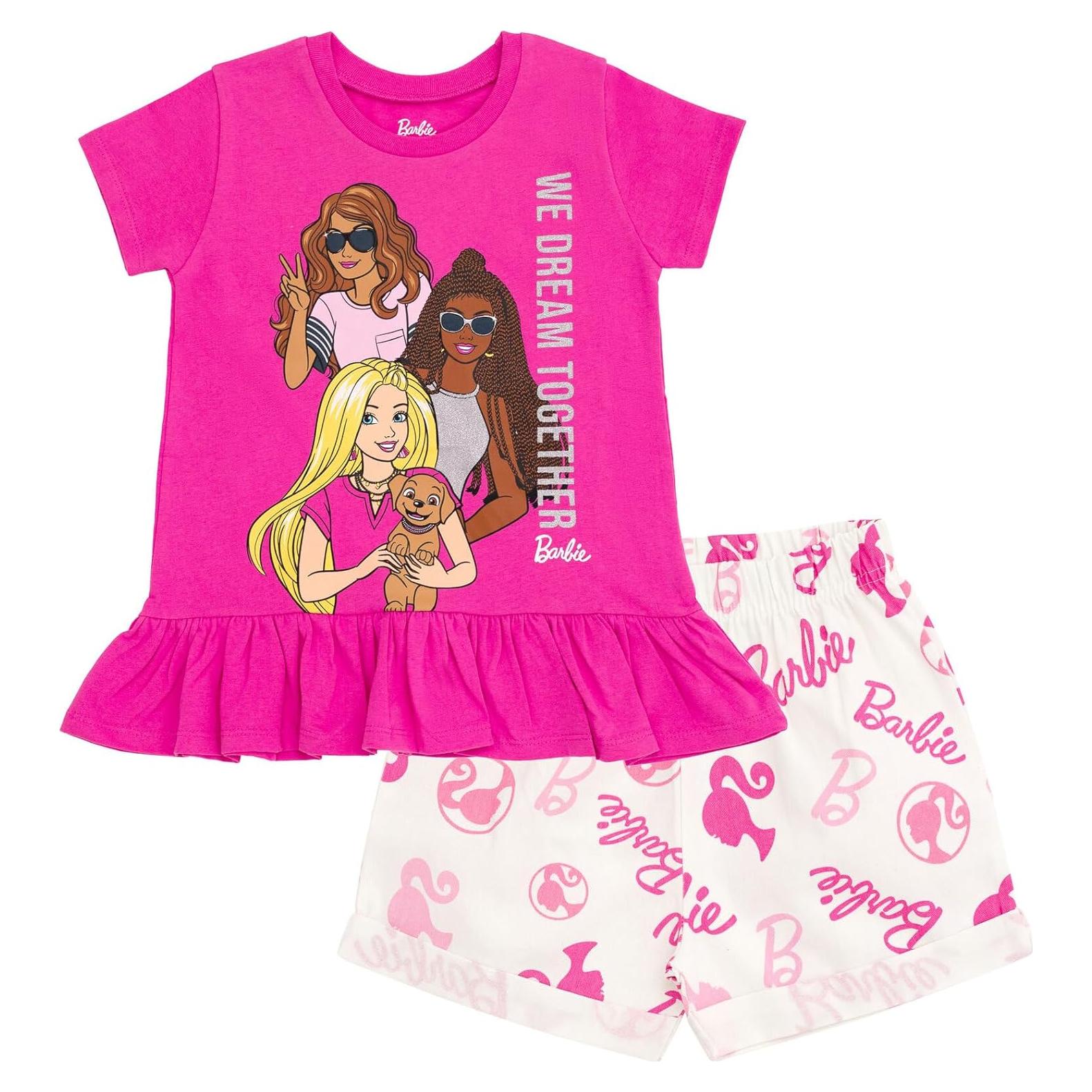 Conjunto camiseta peplum y shorts Barbie 2T-14-16