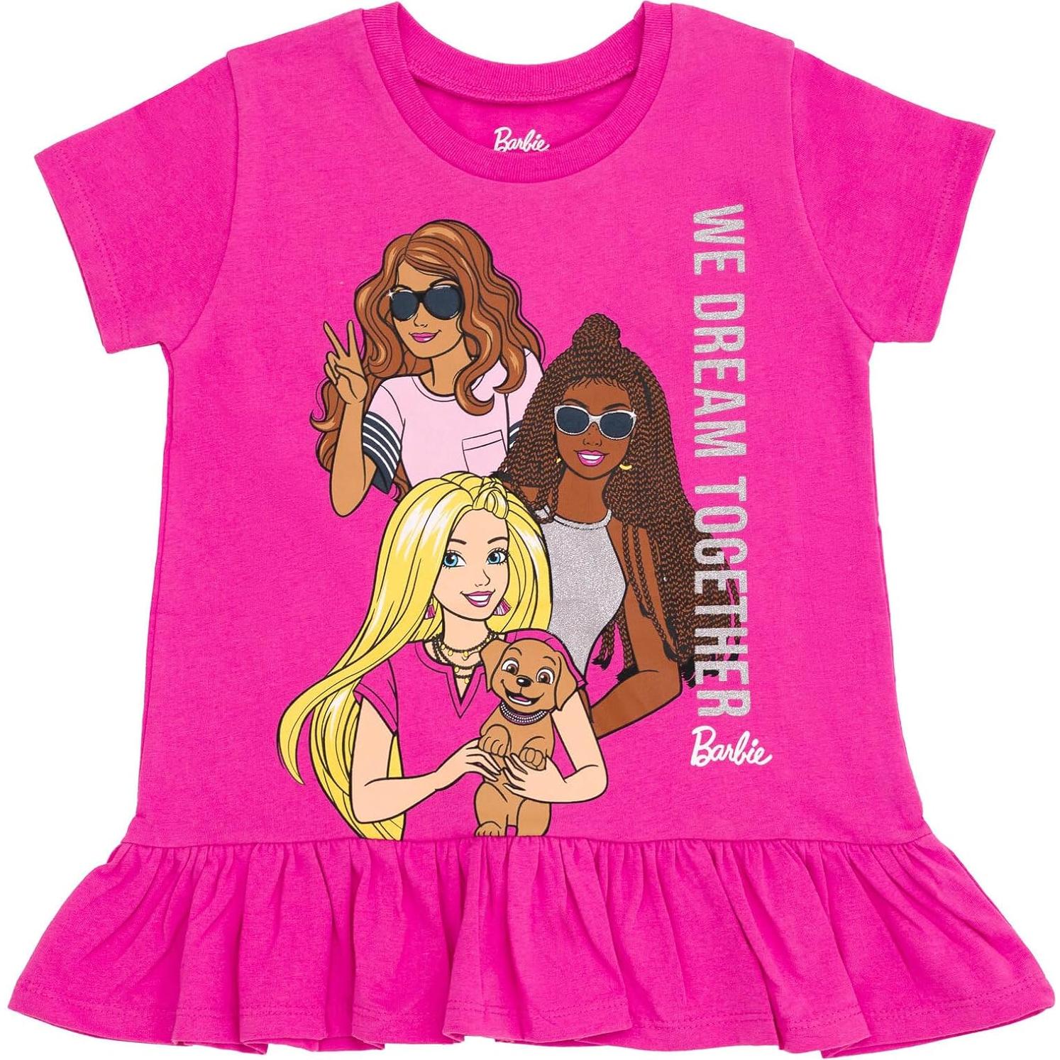 Conjunto camiseta peplum y shorts Barbie 2T-16 rosa