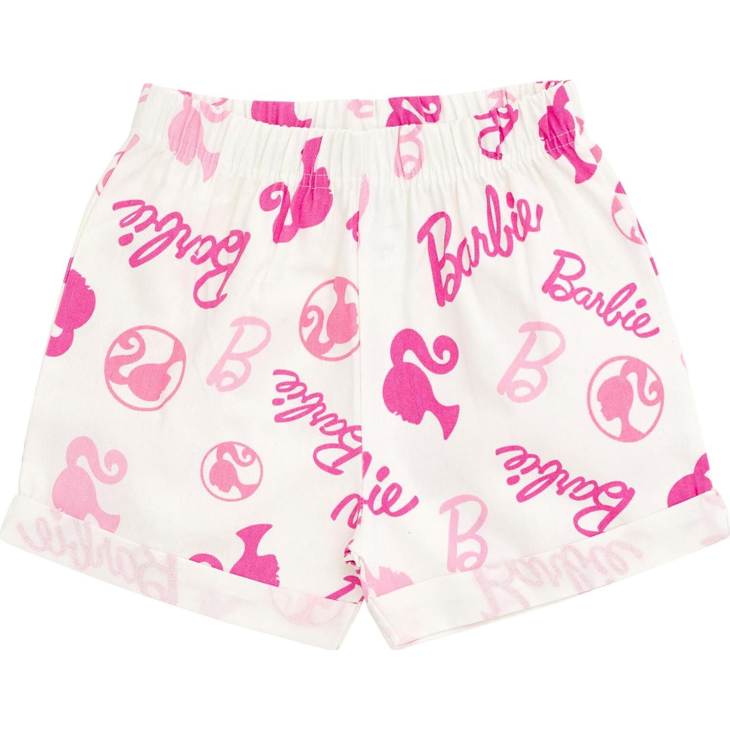 Conjunto camiseta peplum y shorts Barbie 3T rosa intenso