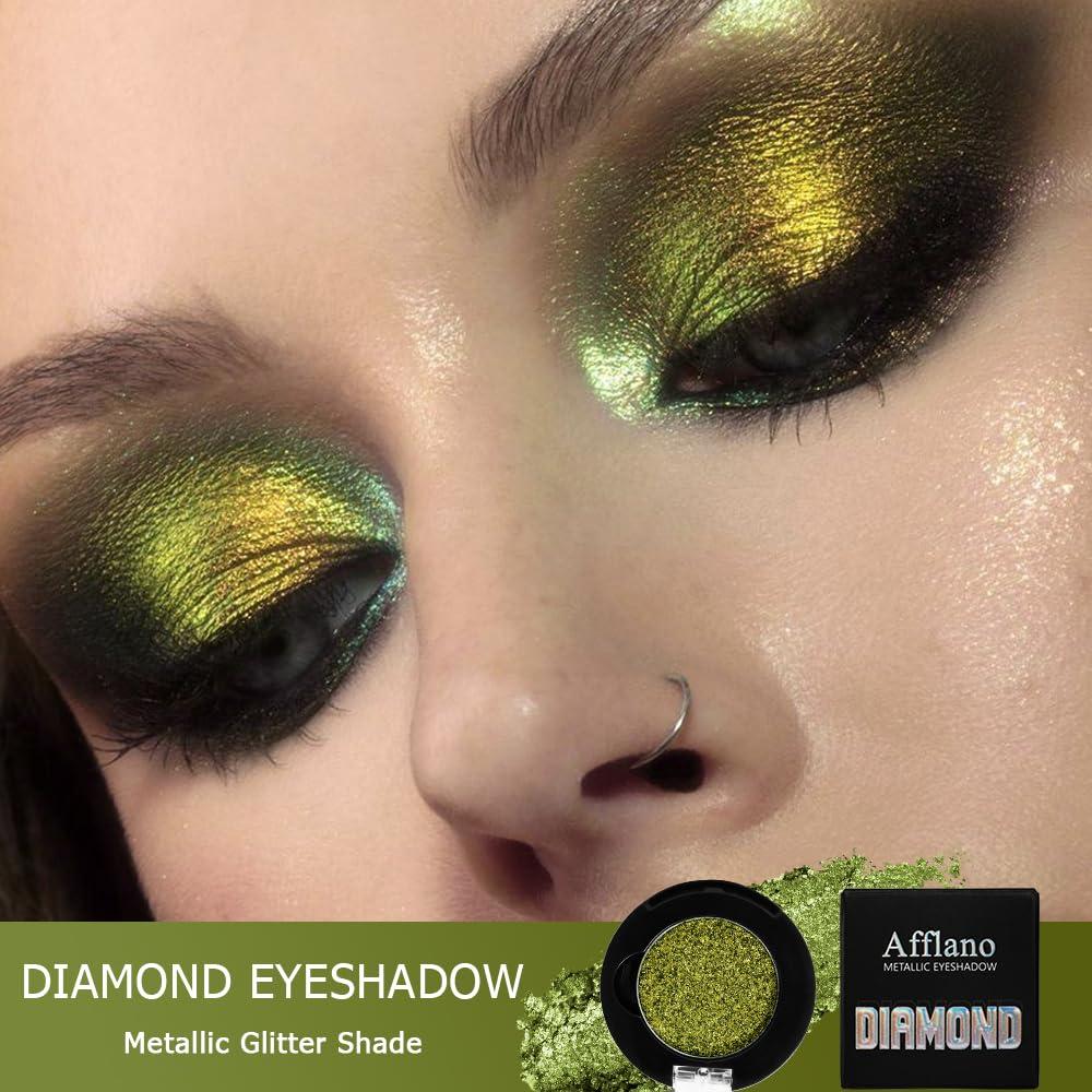 Sombra de Ojos Verde Oliva Metálica Afflano 24H - Paleta Brillante