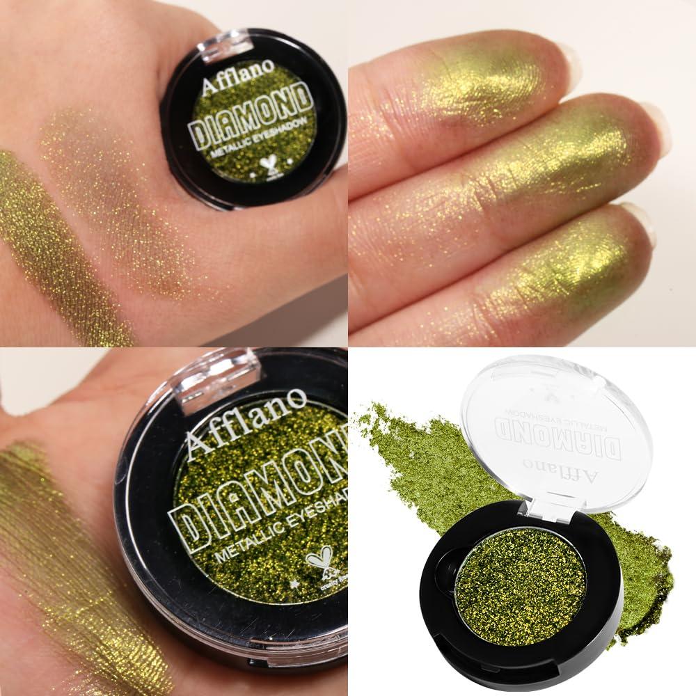 Sombra de Ojos Verde Oliva Metálica Afflano 24H - Paleta Brillante