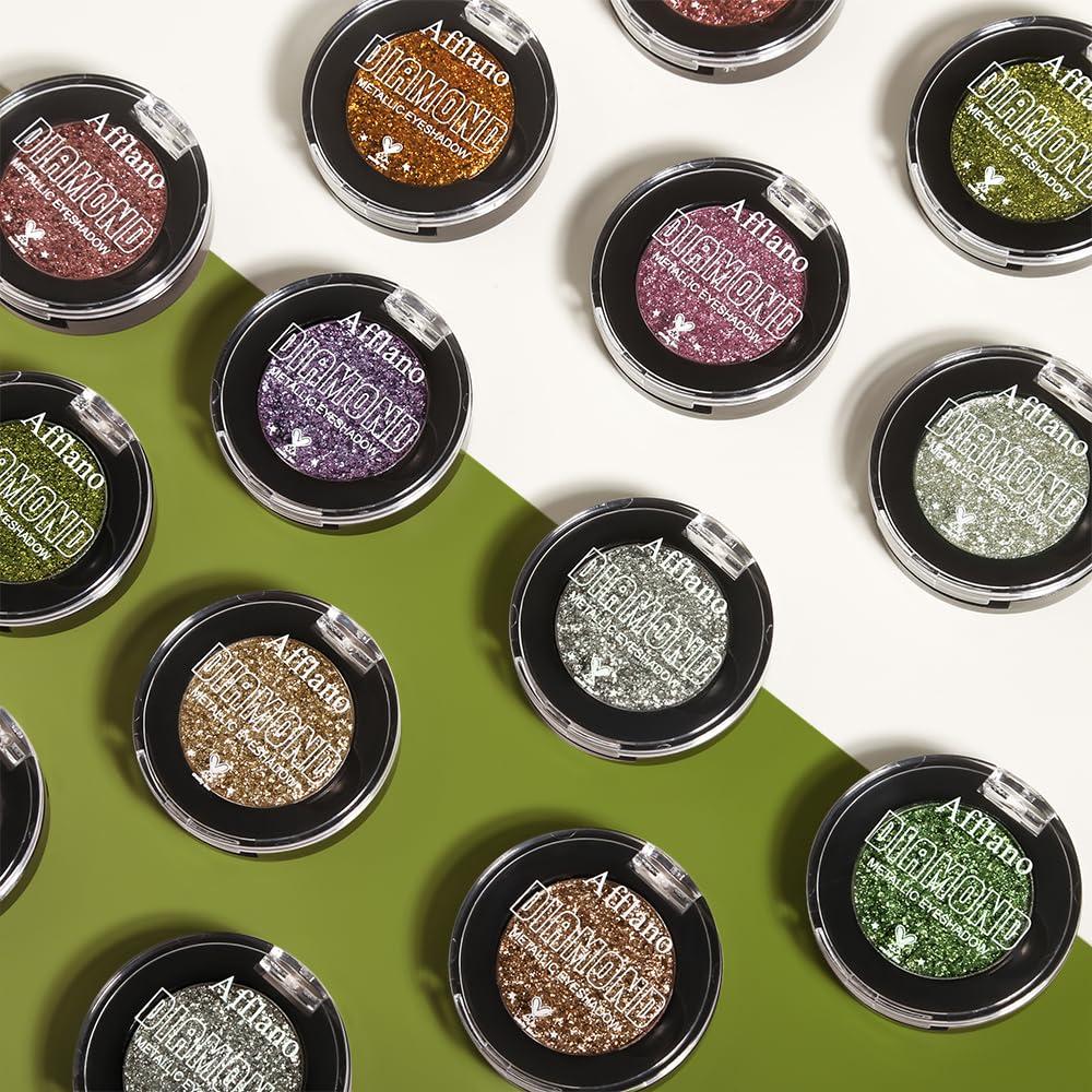 Sombra de Ojos Verde Oliva Metálica Afflano 24H - Paleta Brillante