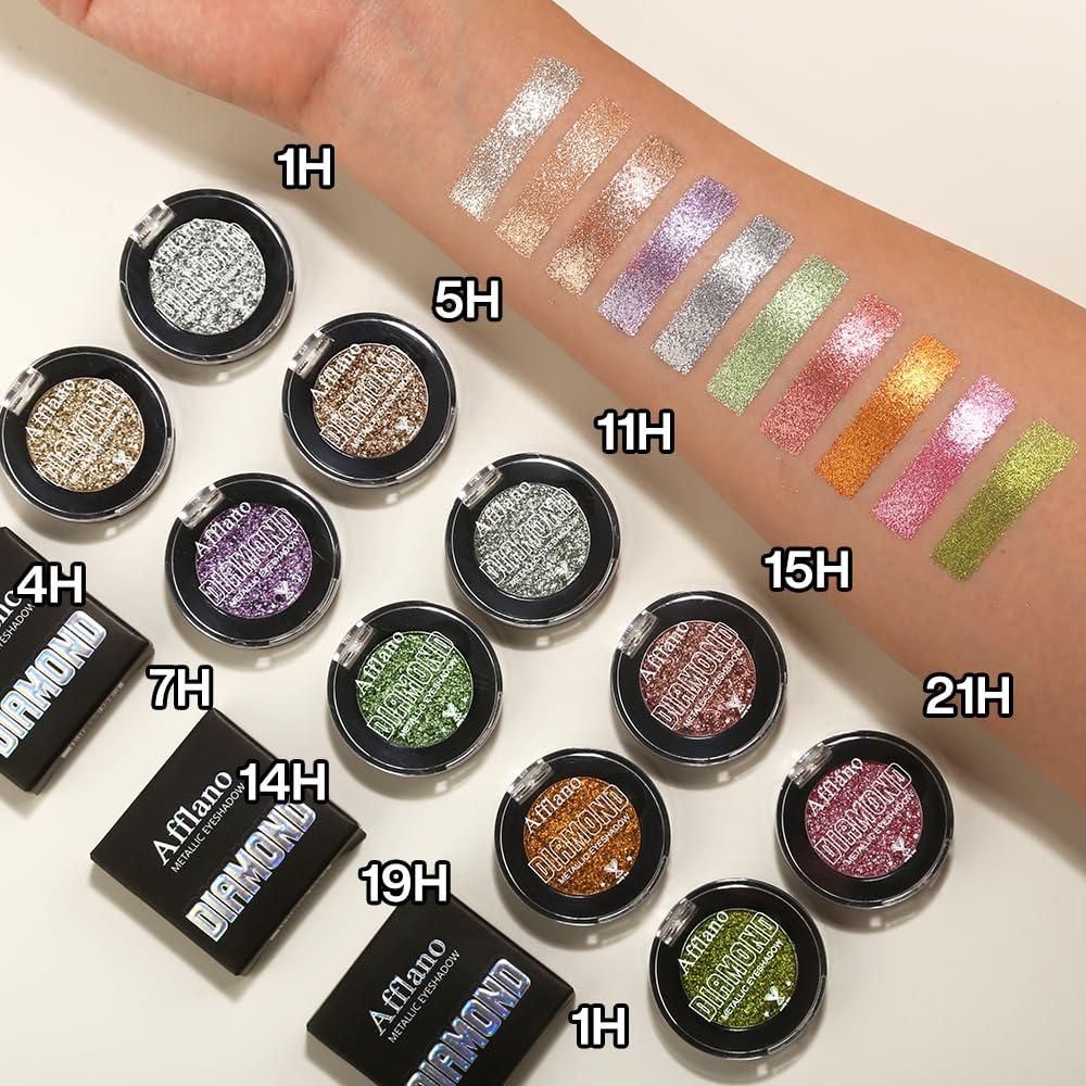 Sombra de Ojos Verde Oliva Metálica Afflano 24H - Paleta Brillante