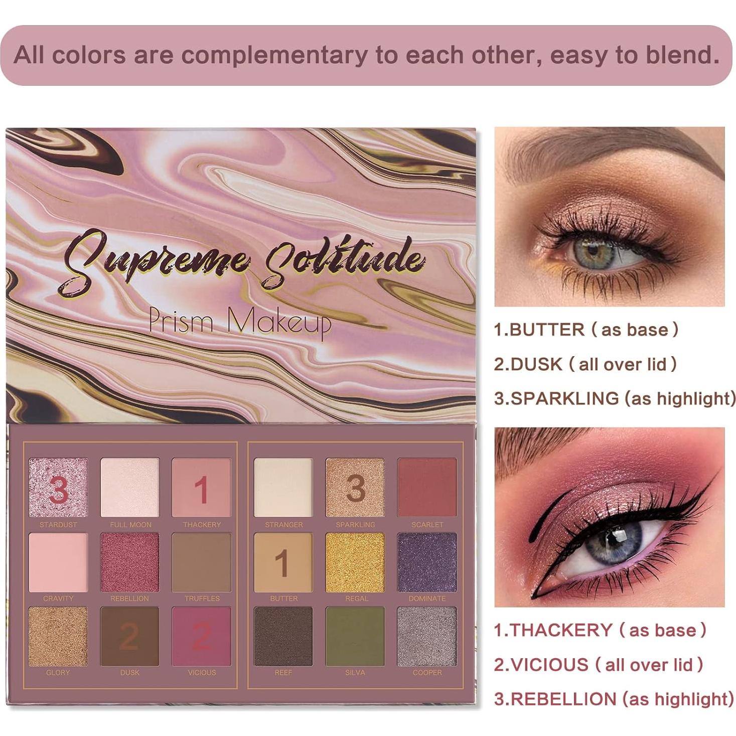 Paleta de Sombras de Ojos Prism Makeup 18 Colores Mate y Brillo