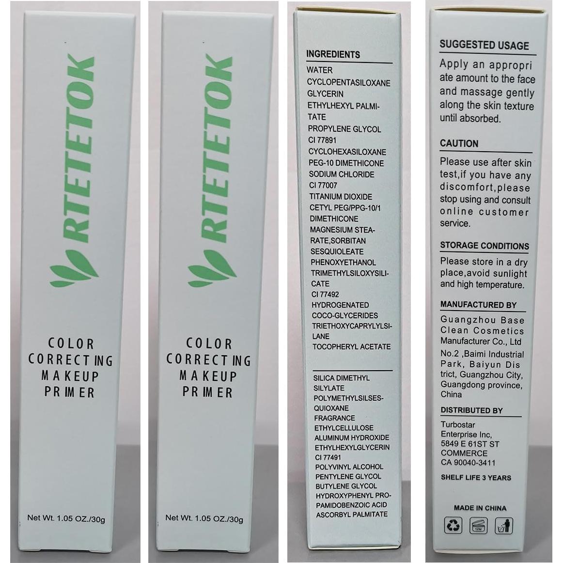 Corrector de Color Verde RTETETOK para Enrojecimiento Facial 40g