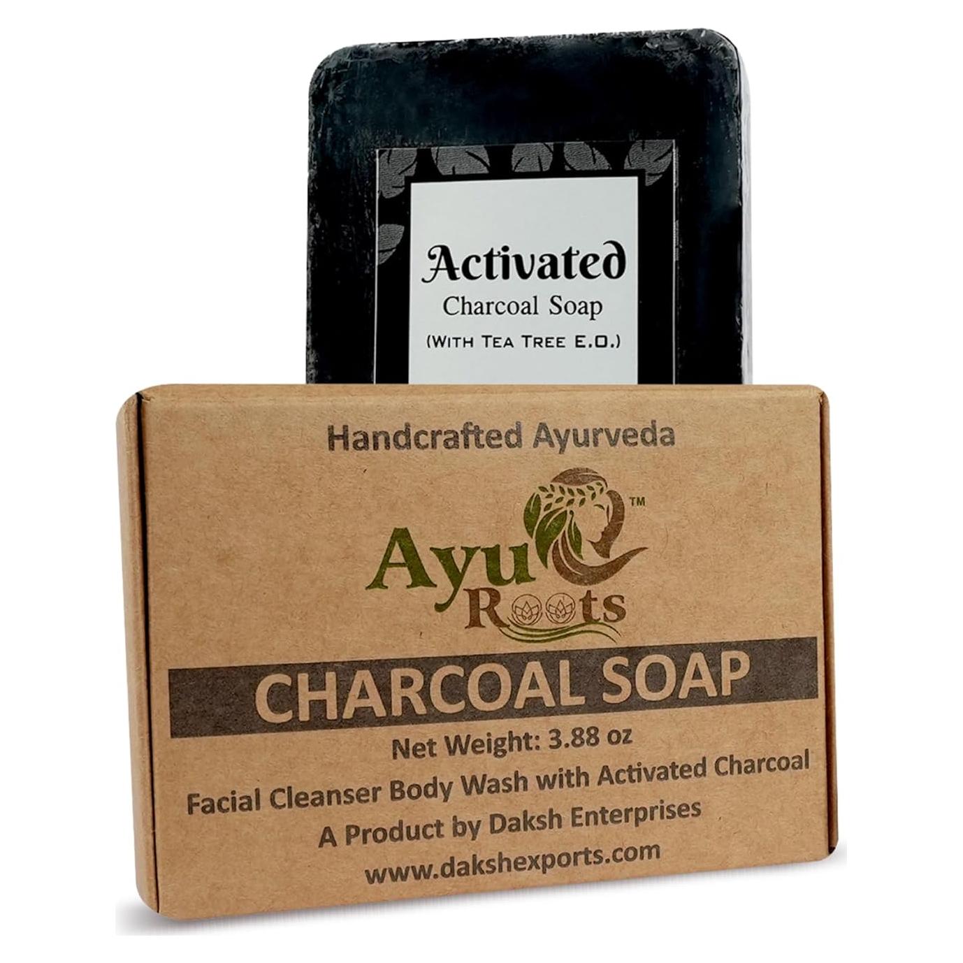 Jabón de Carbón Activado AyurRoots 110g - Limpieza Profunda