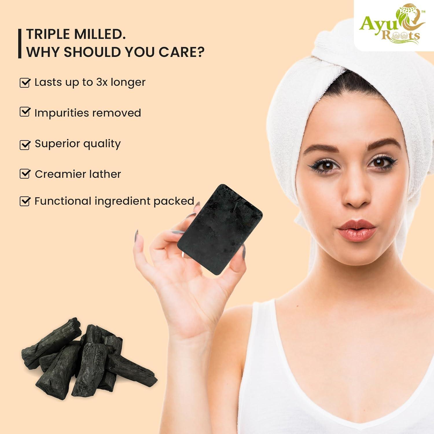 Jabón de Carbón Activado AyurRoots 110g - Limpieza Profunda