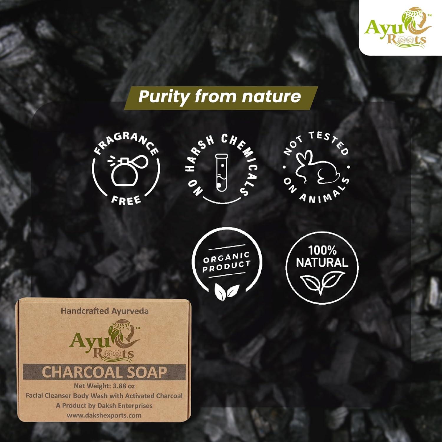 Jabón de Carbón Activado AyurRoots 110g - Limpieza Profunda