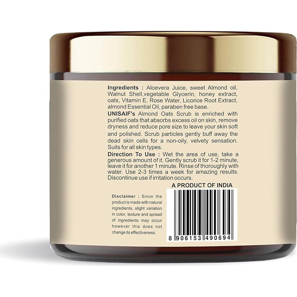 Exfoliante Corporal Orgánico Unisaif Avena y Almendra 100g