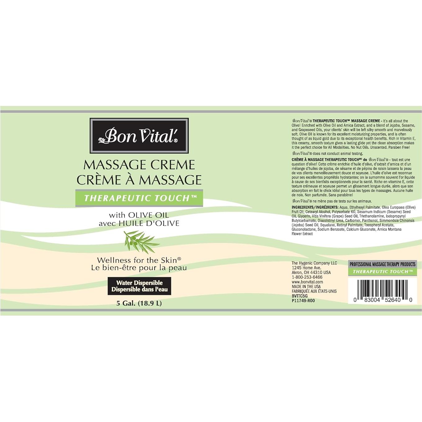 Crema de Masaje Bon Vital Therapeutic Touch 18.93L Hidratante