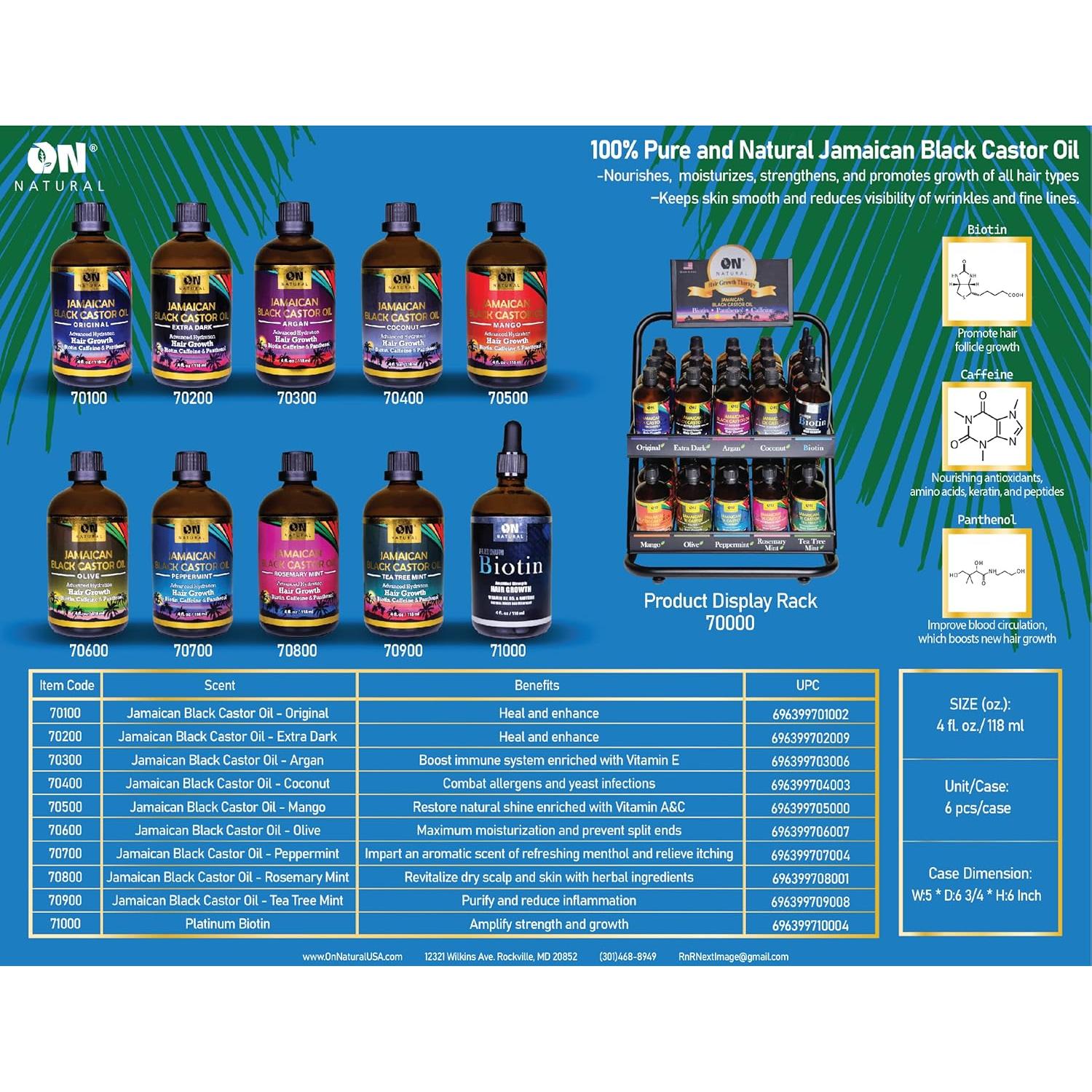 Aceite de Ricino Negro Jamaicano ON NATURAL 113 g Oliva