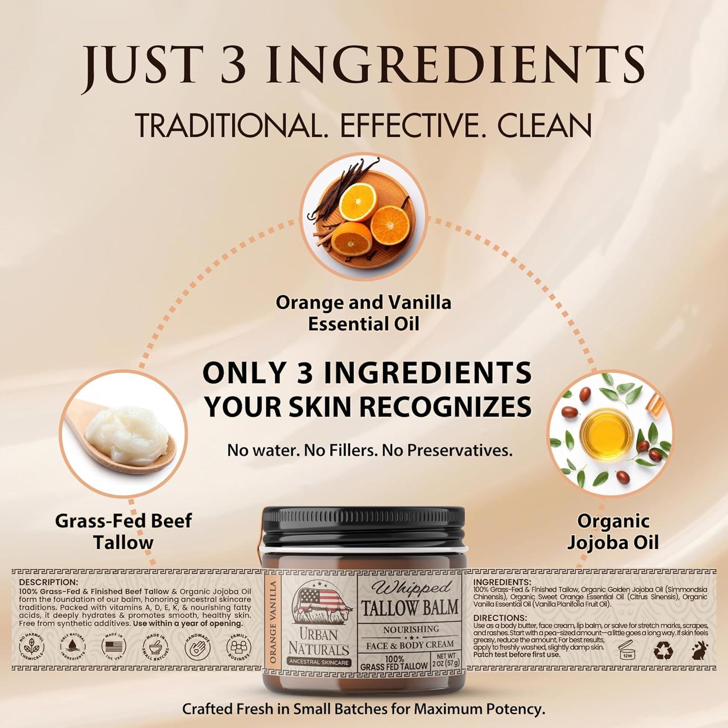 Bálsamo Hidratante de Tallow Urban Naturals 142g Naranja Vainilla